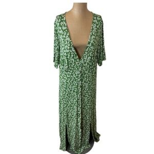 ASOS Green Floral Maxi Dress Jersey size 14